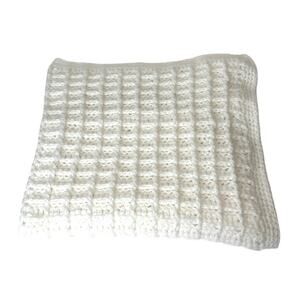 Hand Made White Crocheted Baby Blanket